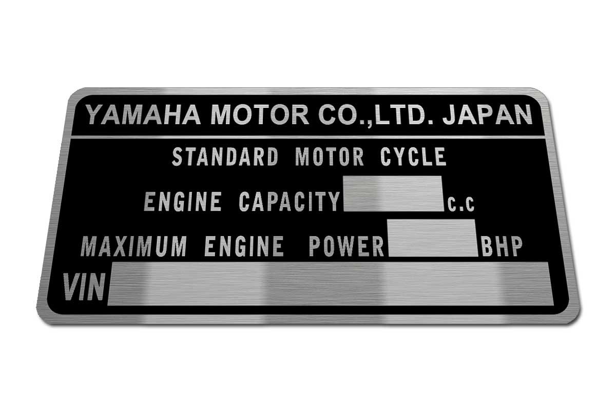 Yamaha VIN Plate Generic Compatible Data Tag