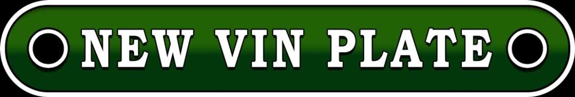 Purchase new VIN plates at this site, logo.
